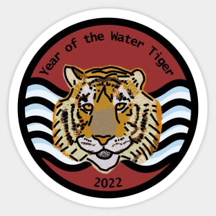 Water Big Cats Portrait Year of the Tiger 2022 Sticker